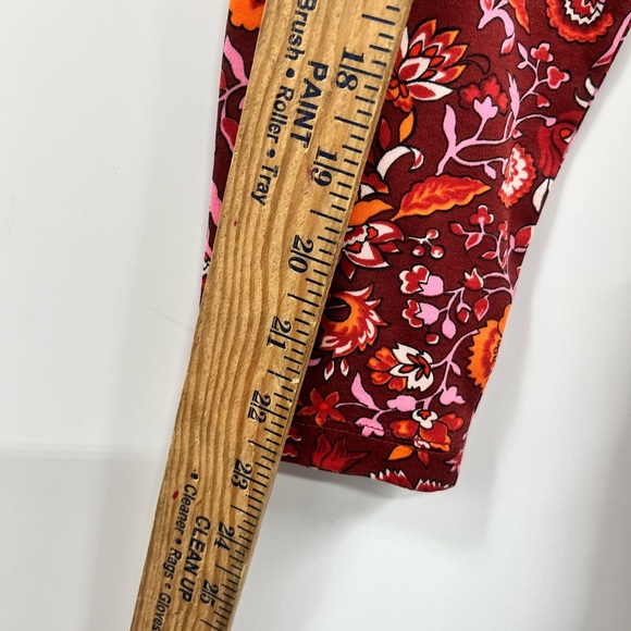 LandsEnd Red Floral Long Sleeve Midi Cotton Dress Size M - Picture 6 of 11